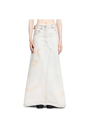 Long Bleached Denim Skirt