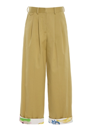 Rosie Assoulin Pleated Cotton Cropped Wide-Leg Pants - Moda Operandi