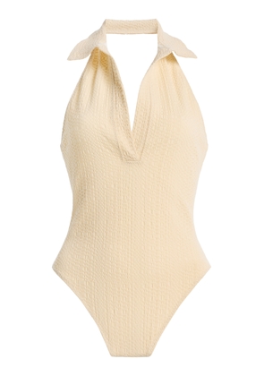 Lisa Marie Fernandez Polo Seersucker One-Piece Swimsuit - Moda Operandi
