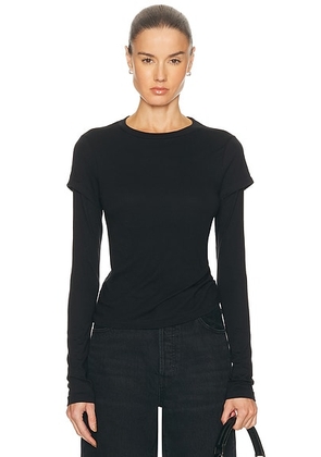RE/DONE Slim Layer Long Sleeve in Black - Black. Size S (also in ).