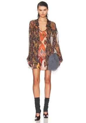 R13 Chiffon Printed Dress Set in Yellow Multicolor Combo - Yellow. Size XS (also in S).