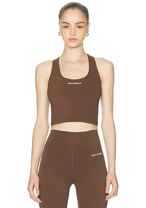 Sporty & Rich Serif Logo Sports Tank Top in Toffee - Brown. Size XS (also in L, M, S).