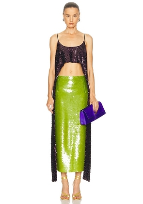 RABANNE Paillette High Low Tank Top in Beetroot Purple - Purple. Size 40 (also in ).