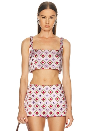 Retrofete Thalisa Top in Lavender & Geo Tile in Lavande & Geo Tile - Lavender,Pink. Size XS (also in S, M, L, XL).