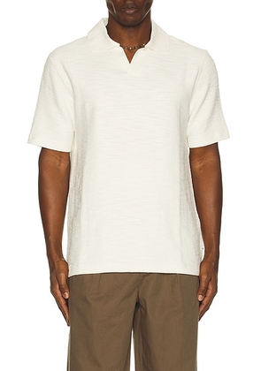 SAMSOE SAMSOE Samac V-Neck Polo in Clear Cream - Cream. Size S (also in M, XL/1X, XXL/2X).
