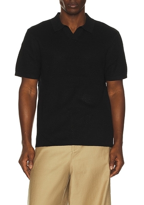 Reigning Champ Cotton Linen Victor Polo in Black - Black. Size S (also in M, XL/1X, XXL/2X).