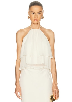 The Sei Ruffle Halter Top in Cream - Cream. Size 2 (also in 0, 4, 6, 8).