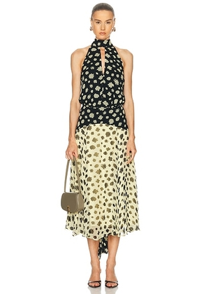 Staud Camryn Dress in Ditsy Multi - Black,Lemon. Size 2 (also in 0, 4, 8).