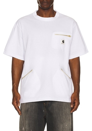 Sacai x Carhartt WIP Cotton Jersey T-Shirt in White - White. Size 2 (also in 3).