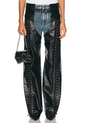 Stella McCartney Laced Denim Chap in Mid Blue - Blue, Black. Size 29 (also in 25, 26).