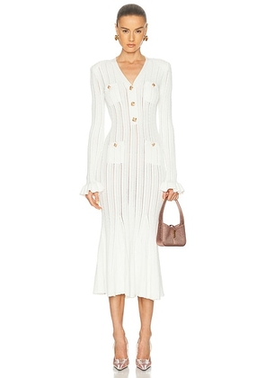 Self-portrait Pointelle Knit Midi Dress in White - White. Size XS (also in ).
