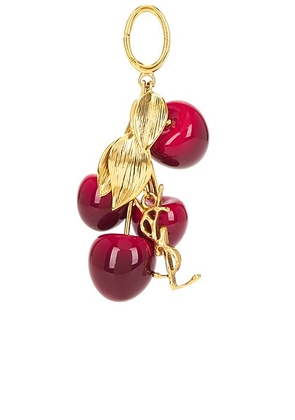 Saint Laurent Cherry Keychain in Or 3n Patine & Bordeaux - Metallic Gold,Red. Size all.