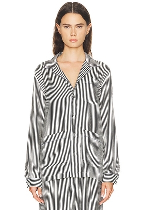 TOM FORD Striped Silk Pyjama Shirt in Black & White - Black,White. Size 38 (also in 36, 40, 42).