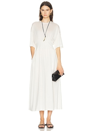 Toteme Cotton Silk Tee Dress in Off White - Ivory. Size XS (also in L, M, S, XL).