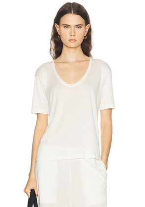 Toteme Cotton Silk Tee in Off White - Ivory. Size XS (also in S, M, L, XL).