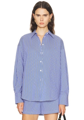 SANS FAFF Cannes Shirt in Diamond Blue Stripes - Blue. Size XS (also in L, M, S).