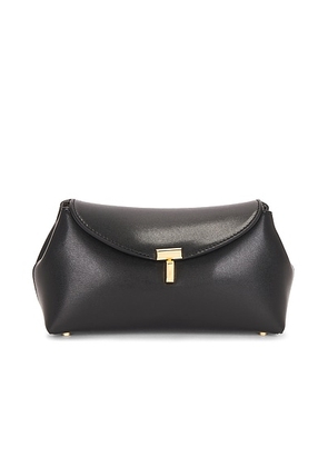Toteme Mini T-Lock Leather Clutch in Black - Black. Size all.