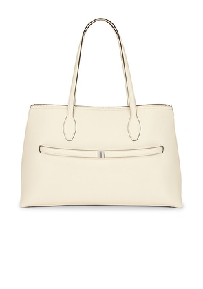 Toteme Grained Leather Lounge Tote Bag in Milk - Cream. Size all.