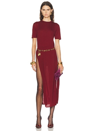 Saint Laurent Short Sleeve Maxi Dress in Rouille - Burgundy. Size S (also in M, L).