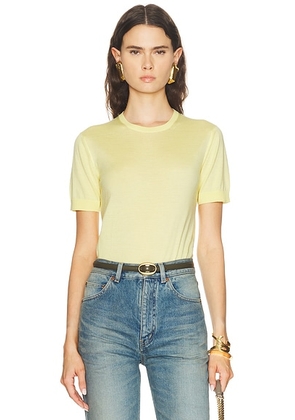 Saint Laurent Short Sleeve Pullover Sweater in Jaune Pale - Lemon. Size XS (also in L, M, S).