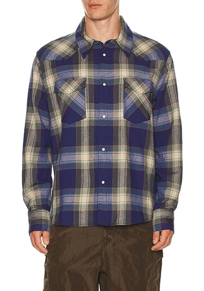 Visvim Four Corners Check Long Sleeve Shirt in Blue - Blue. Size 2 (also in 1, 3, 4).