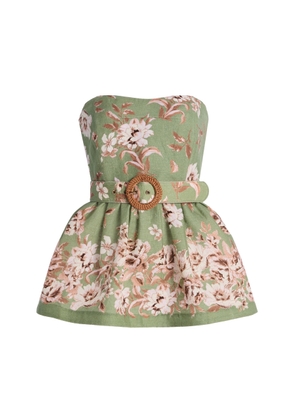 Cara Cara Tilda Belted Floral-Linen Peplum Top - Moda Operandi