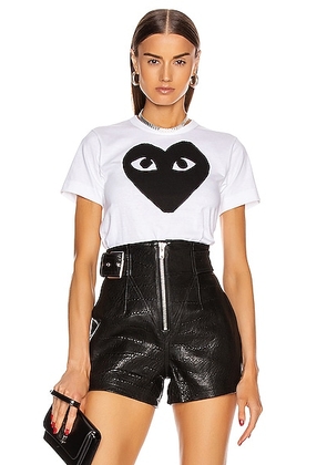 COMME des GARCONS PLAY Cotton Black Heart Emblem Tee in White - White. Size XS (also in S, M).