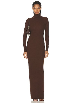 Eterne Long Sleeve Turtleneck Maxi Dress in Chocolate - Chocolate. Size XL (also in M).