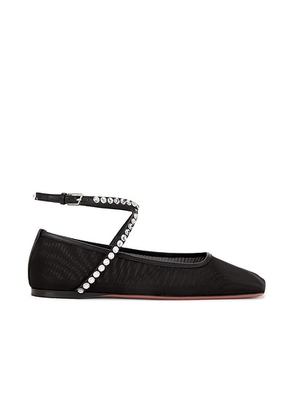 AMINA MUADDI Ane Mesh Crystal Flat in Black & White Crystals - Black. Size 41 (also in 37).