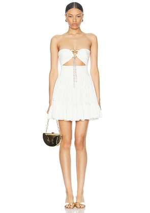 AREA Heart Mini Dress in Off White - White. Size 4 (also in ).
