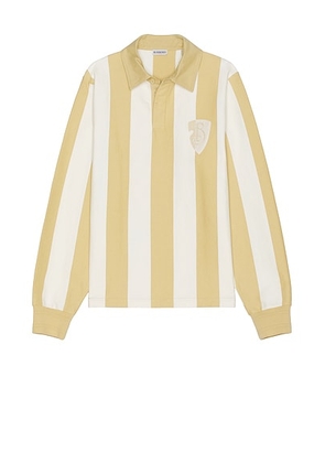 Burberry Panel Rugby Top With B-Shield Embroidery in Cracker - Beige,White. Size XL/1X (also in M).