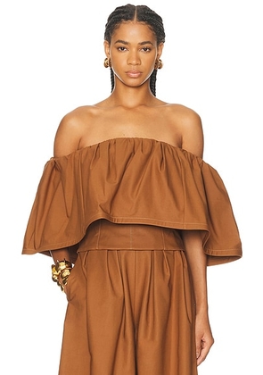 Carolina Herrera Off The Shoulder Top in Nutmeg - Brown. Size 4 (also in ).