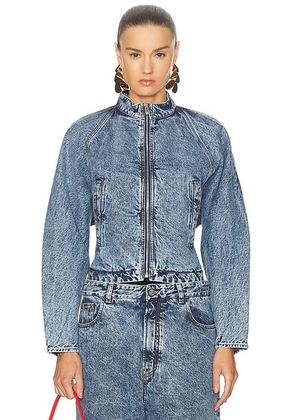 ALAÏA Round Jacket in Bleu Neige - Denim-Medium. Size 40 (also in 36).