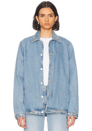 Coperni Studded Denim Jacket in Blue Washed - Blue. Size L (also in XS, S).
