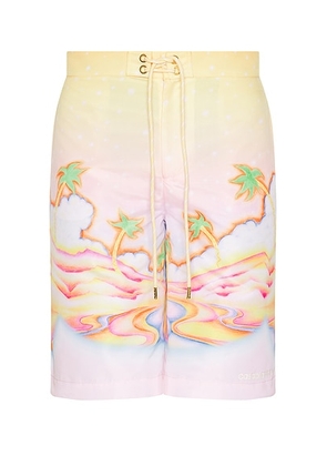 Casablanca Printed Swim Boarder Shorts in Psychedelic Nirvana - Blush,Yellow. Size S (also in ).