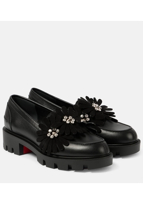 Christian Louboutin Flora Moc embellished leather loafers