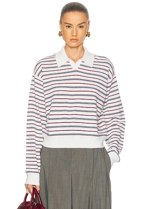 EAVES Whinifred Knit Polo in Red Stripe - White,Red. Size XS (also in XXS, S, M, L, XL).