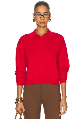 EAVES Whinifred Knit Polo in Red - Red. Size XS (also in XXS, S, M, L, XL).