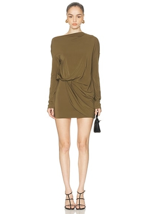EAVES Desi Mini Dress in Capers - Olive. Size XS (also in L, M, S, XL, XXS).