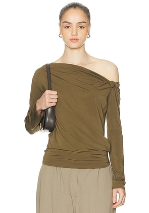 EAVES Jayne Off Shoulder Top in Capers - Olive. Size XS (also in XXS, S, M, L, XL).