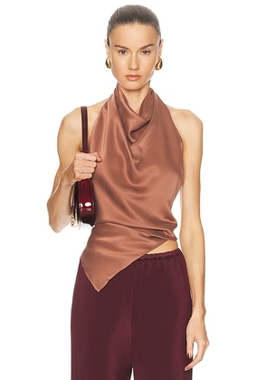 EAVES Frida Silk Top in Rosewood - Brown. Size XS (also in S, M, L, XL).