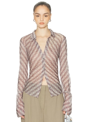 EAVES Vienna Top in Lavender Plaid - Lavender. Size XS (also in S, M, XL).