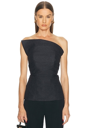 EAVES Helge Wool Flannel Structured Top in Charcoal - Charcoal. Size XXS (also in XS, S, M, L, XL).