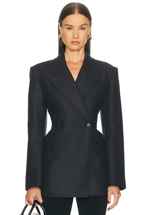 EAVES Hulda Wool Flannel Blazer in Charcoal - Charcoal. Size XXS (also in XS, S, M, L, XL).