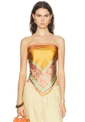 Alemais Alberta Silk Scarf Top in Multi - Orange. Size all.