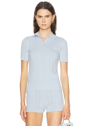 Amiya Mina Polo Top in Celeste - Baby Blue. Size M (also in S, L).