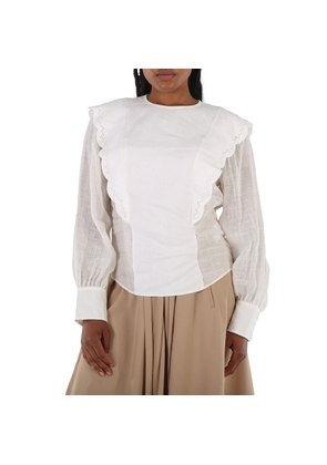 Chloe Ladies Iconic Milk Flouncy Scallop Embroidered Shirt