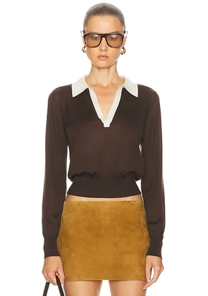 FRAME The Two Tone Polo in Coffee Multi - Brown. Size XS (also in ).