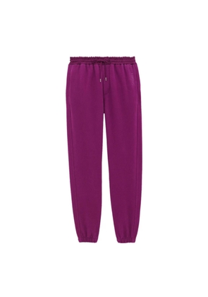 Saint Laurent Mens Fuchsia Embroidered-Logo Cotton Track Pants
