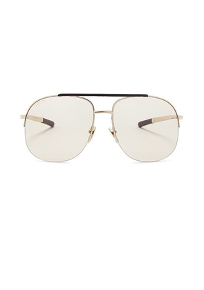 Gucci Pilot Sunglasses in Gold & Brown - Metallic Gold. Size all.